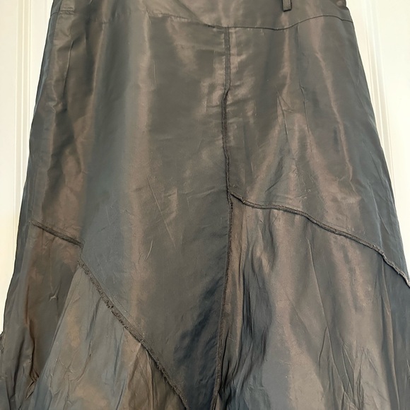 OPPIO Italy Luxury Taffeta Bronzed Brown Exposed Seams Tiered Flounce Sz M L - Picture 11 of 14